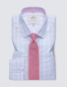 Easy Iron Pink & Blue Multi Check Extra Slim Fit Shirt