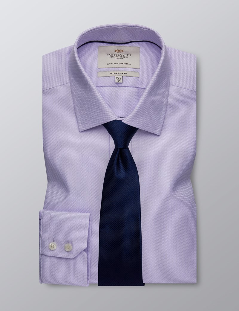 Men's Formal Lilac Fabric Interest Extra Slim Fit Shirt - Single Cuff ...