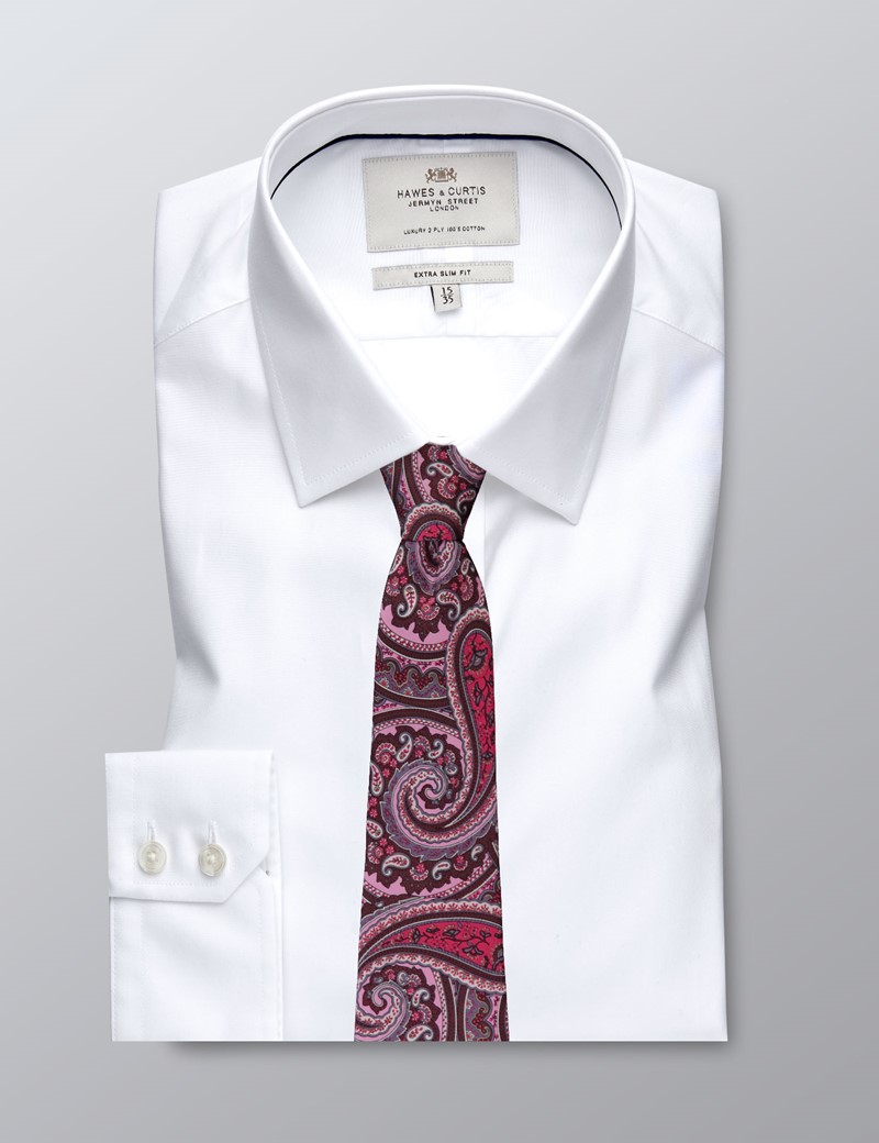 Men's Formal White Poplin Extra Slim Fit Shirt - Single Cuff - Easy ...