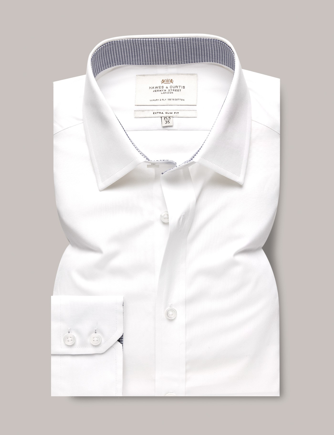 hawes & curtis white poplin extra slim fit shirt with contrast detail