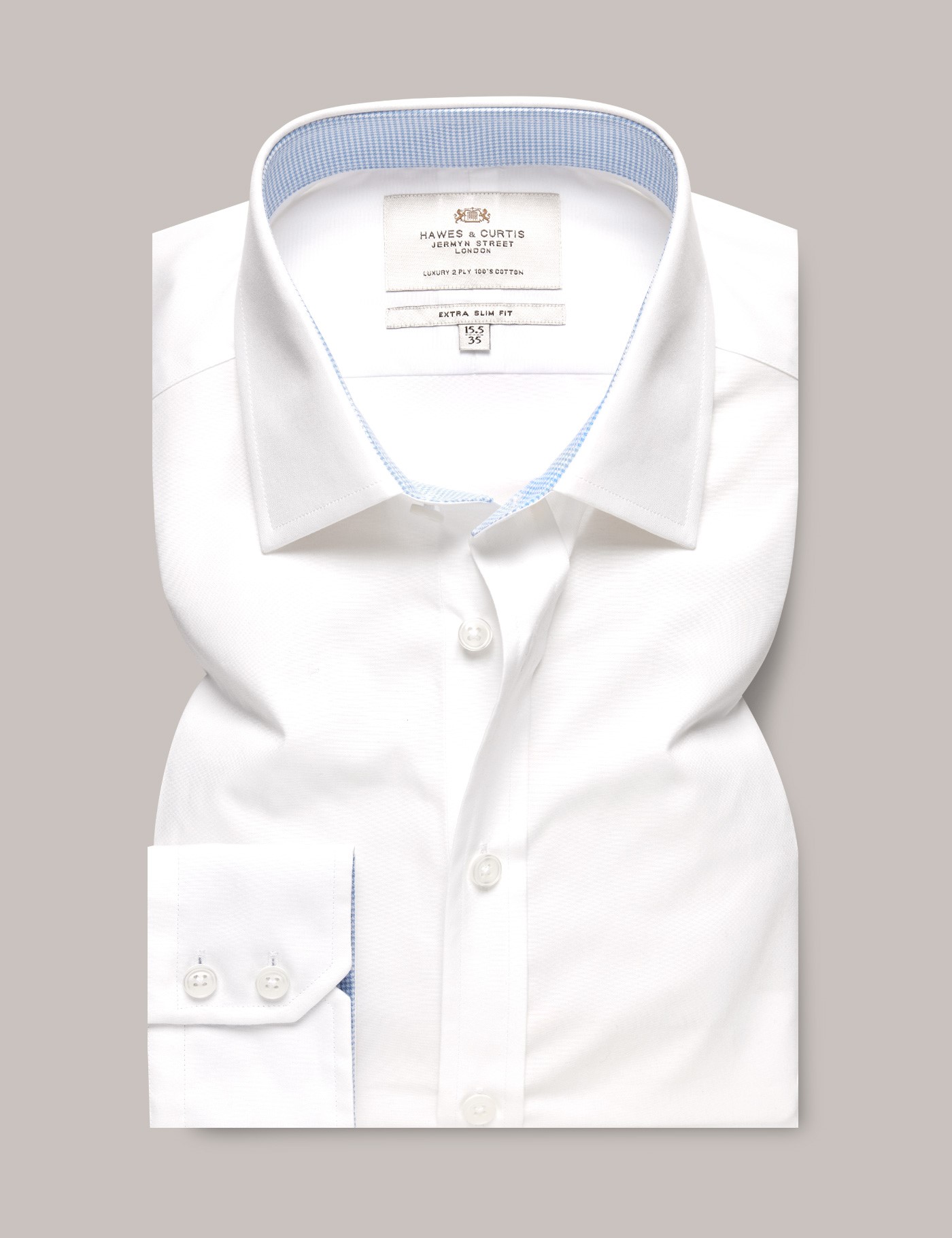 Men's White Poplin Extra Slim Fit Shirt - Contrast Detail