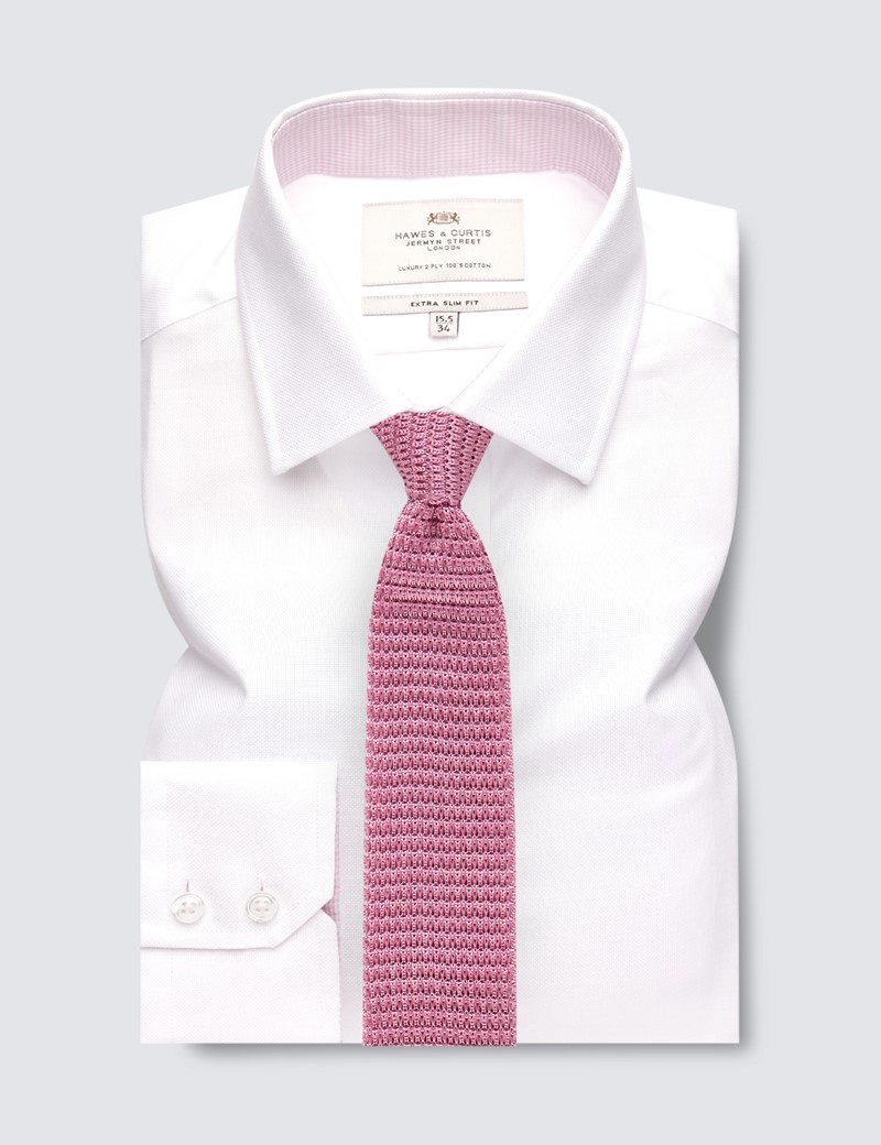 Easy Iron Plain White Extra Slim Fit Shirt With Windsor Collar - Single Cuffs