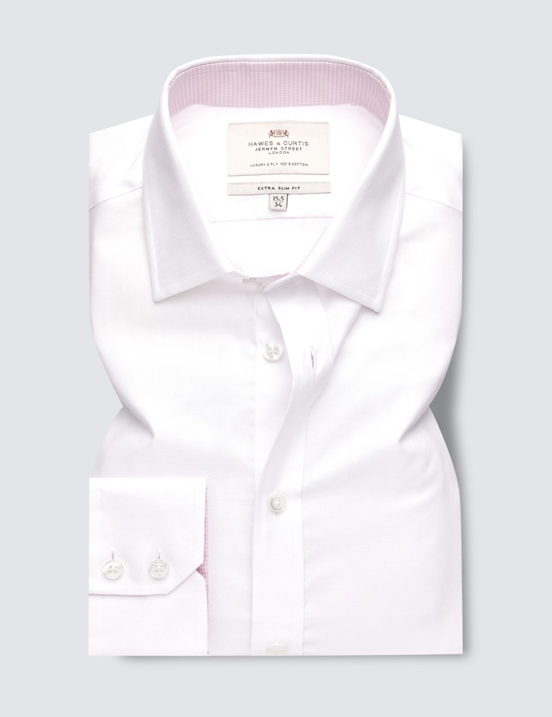 Easy Iron Plain White Extra Slim Fit Shirt With Windsor Collar - Single Cuffs