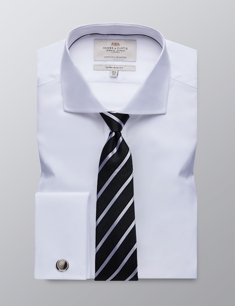 Men's Dress White Poplin Extra Slim Fit Shirt - Windsor Collar - French ...