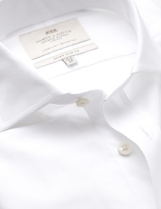 Men's Formal White Poplin Extra Slim Fit Shirt - Windsor Collar - Double Cuff 