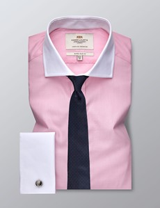 Men's Dress Pink End On End Extra Slim Fit Shirt - French Cuff ...