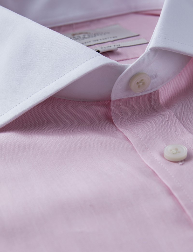 Men's Formal Pink End On End Extra Slim Fit Shirt Double Cuff