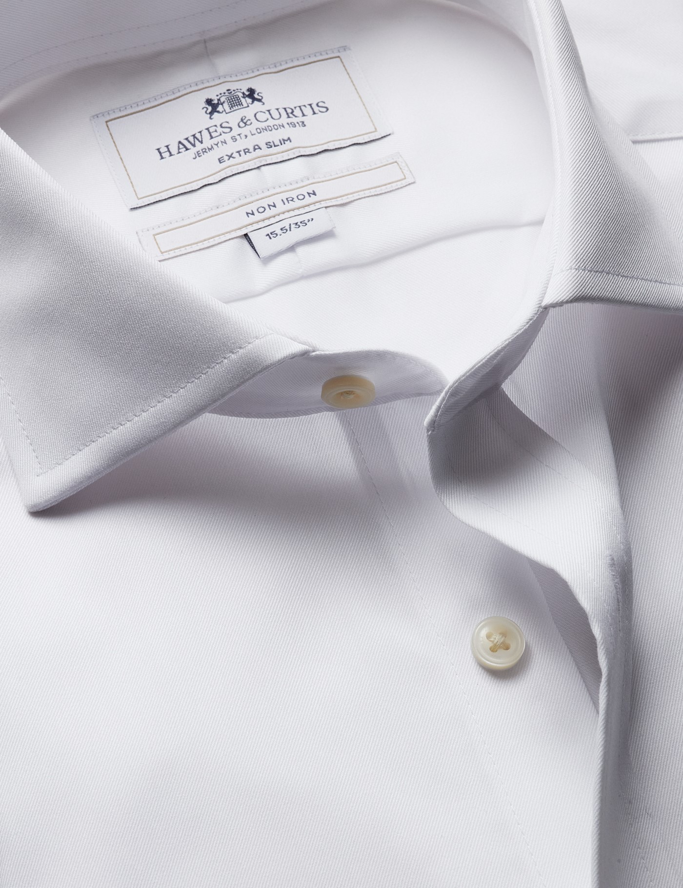 Hawes & Curtis Extra Slim Fit White Twill Non-Iron Shirt Size: 16" collar, 34" sleeve