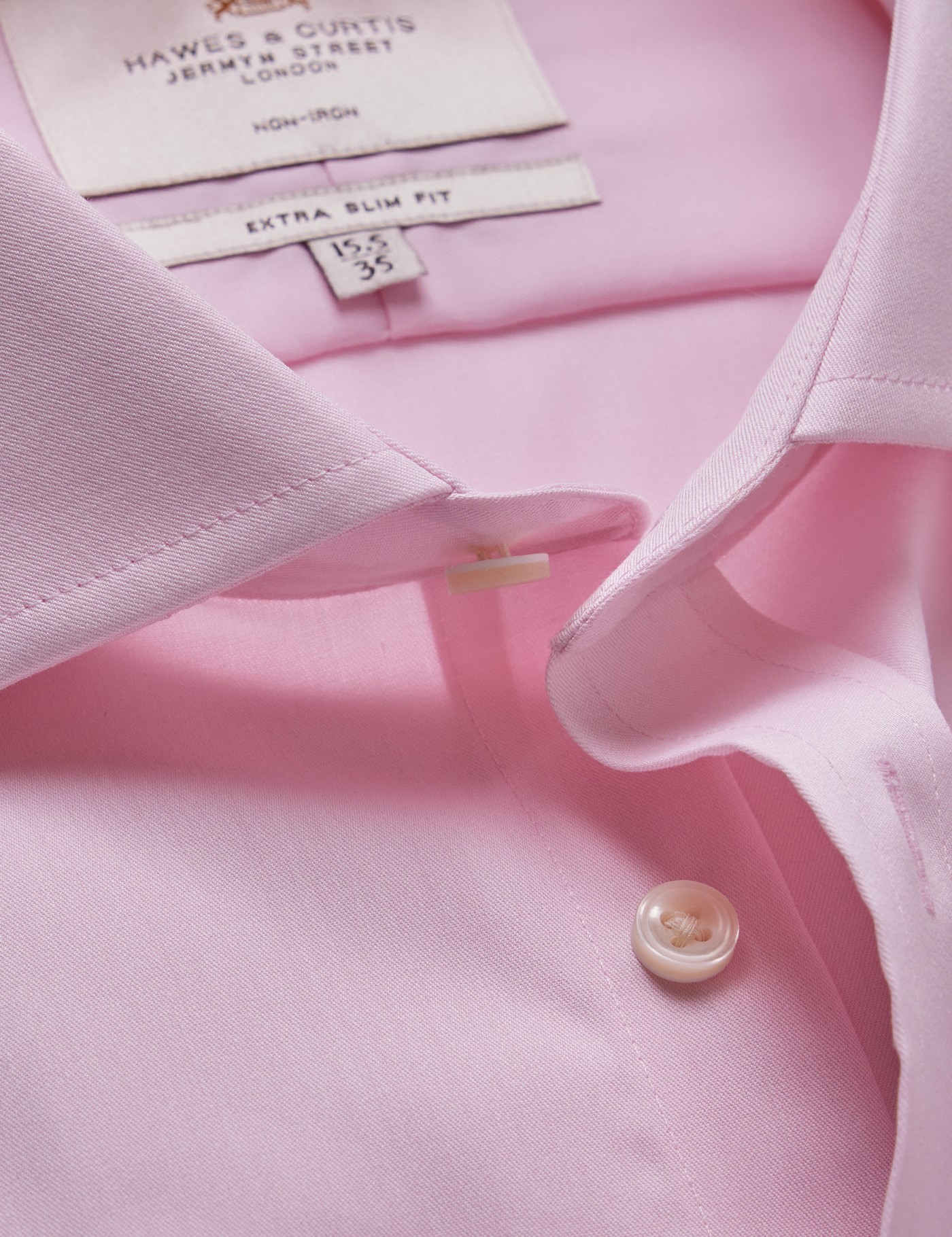 Hawes & Curtis Extra Slim Fit Pink Twill Non-Iron Shirt Size: 15.5" collar, 35" sleeve