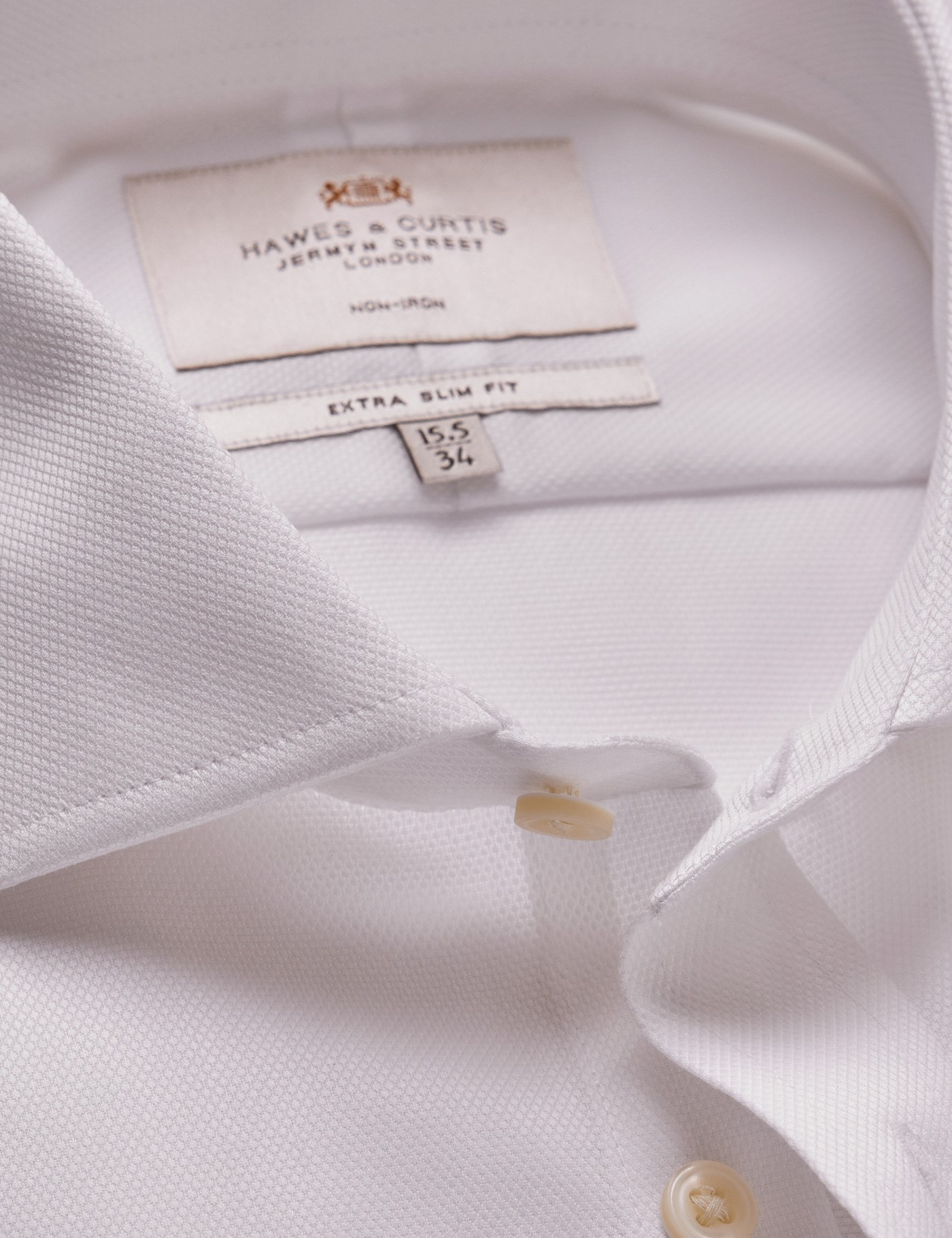 Hawes & Curtis Extra Slim Fit White Pique Non-Iron Shirt Size: 14.5" collar, 33" sleeve