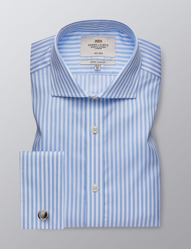 Men's Formal Light & White Textured Stripe Extra Slim Fit Shirt ...