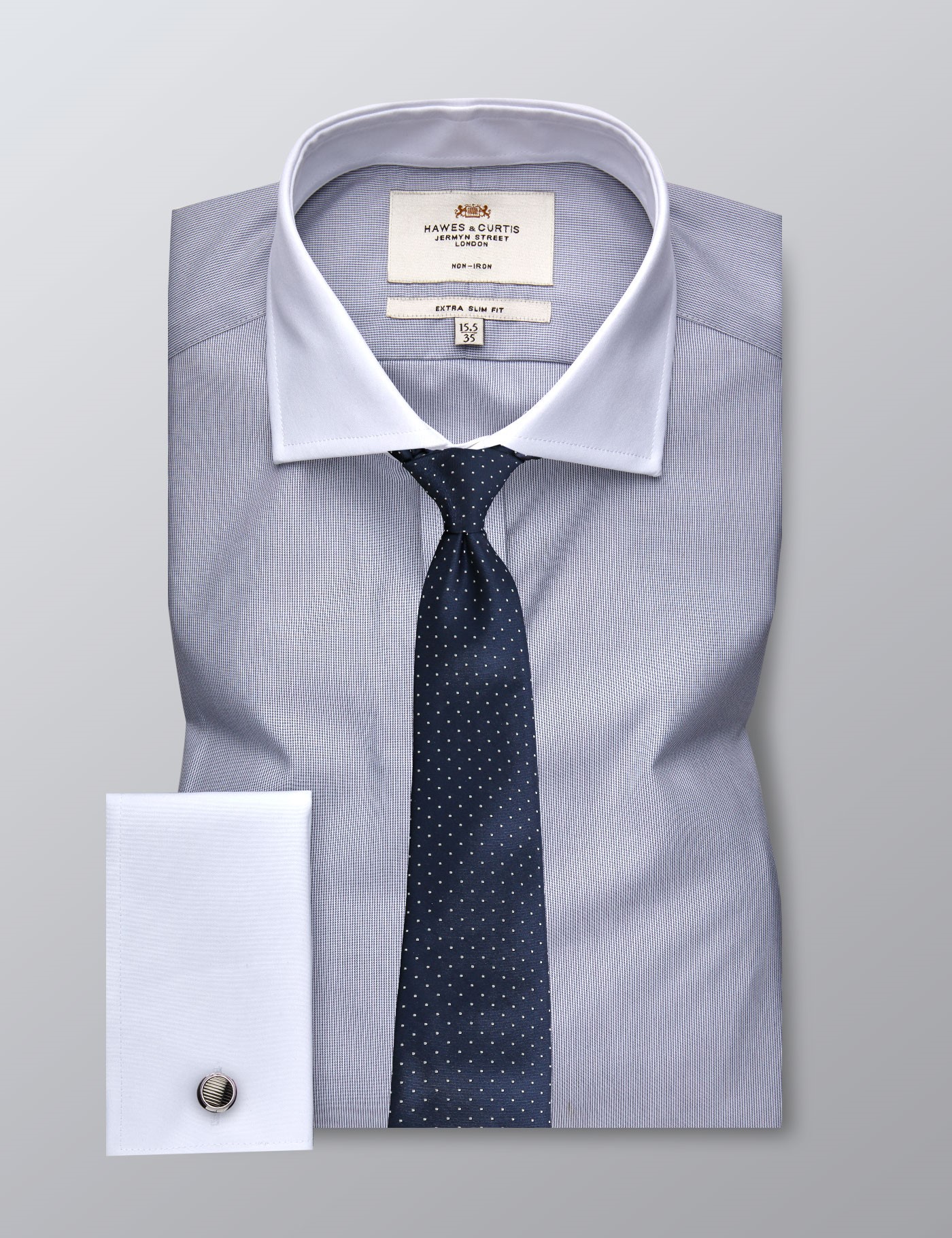 Men's Formal Grey & White Fine Stripe Extra Slim Fit Shirt - Double ...