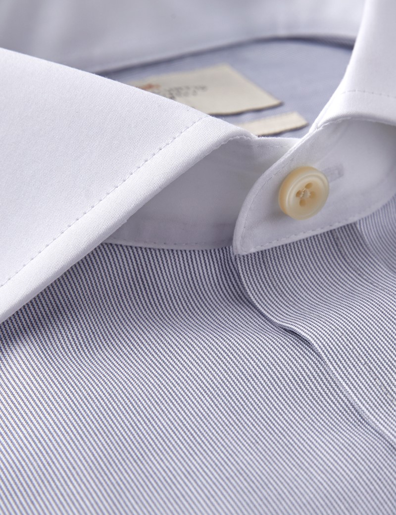 Men's Dress Grey & White Fine Stripe Extra Slim Fit Shirt - French Cuff ...