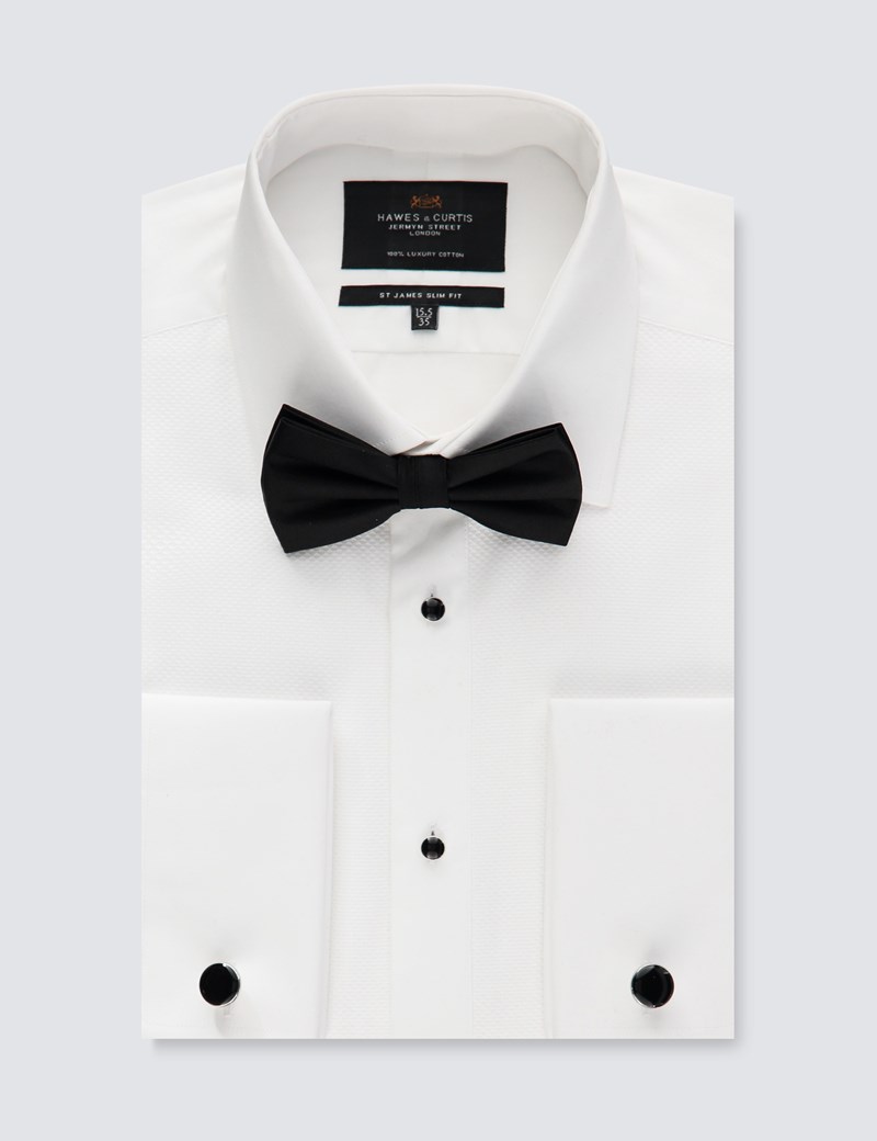 white dinner shirt with black buttons