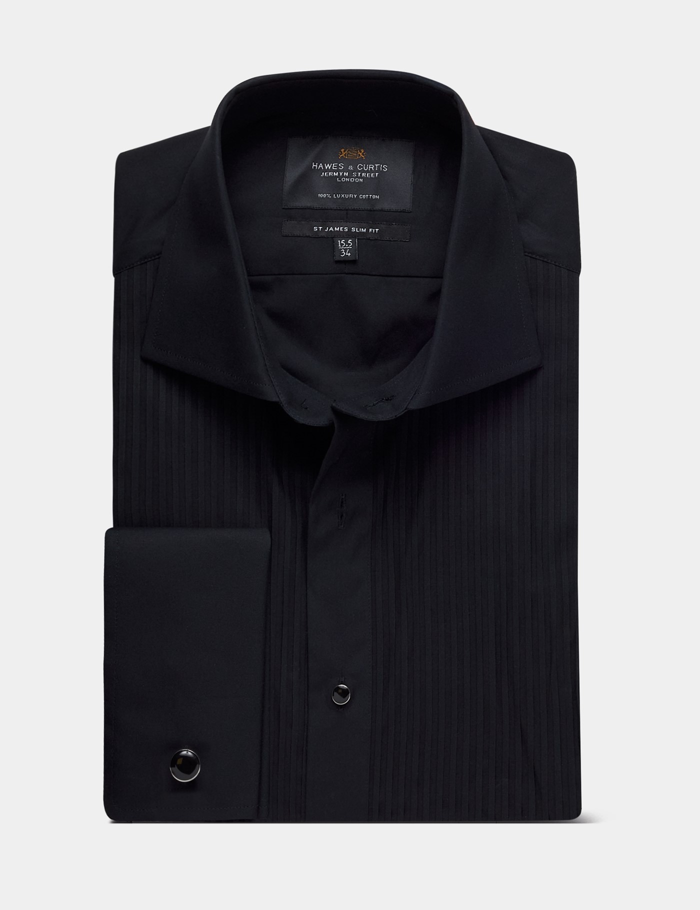 & Slim Fit Pleat Front Evening Shirt 16.5" collar 34" sleeve