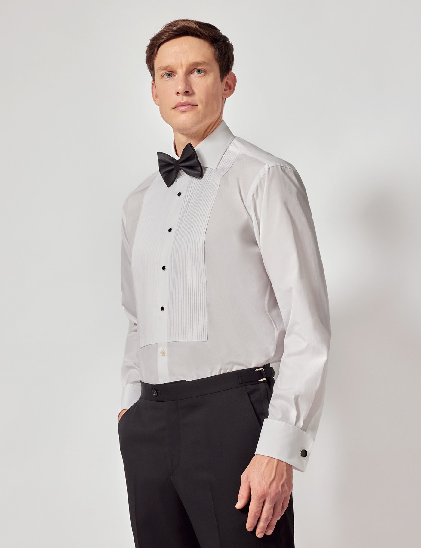 & Slim Fit Pleat Front Evening Shirt 15.5" collar 34" sleeve