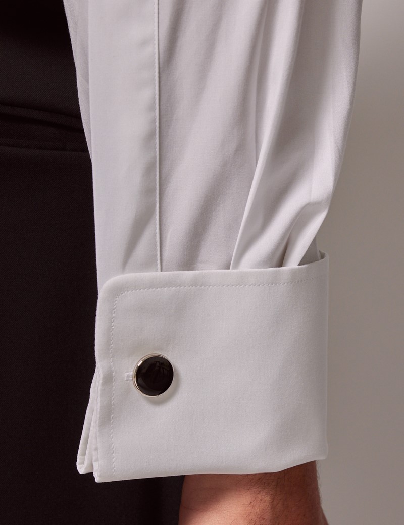 White cutaway collar French cuff shirt