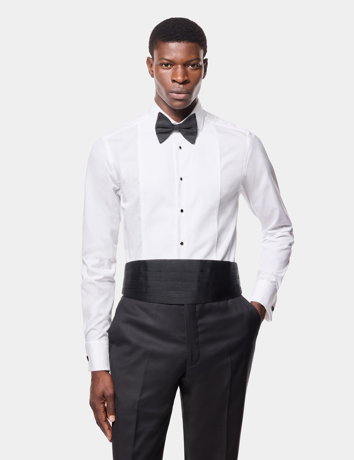 Hawes & Curtis Extra Slim Fit White Waffle Evening Shirt Size: 16" collar, 34" sleeve