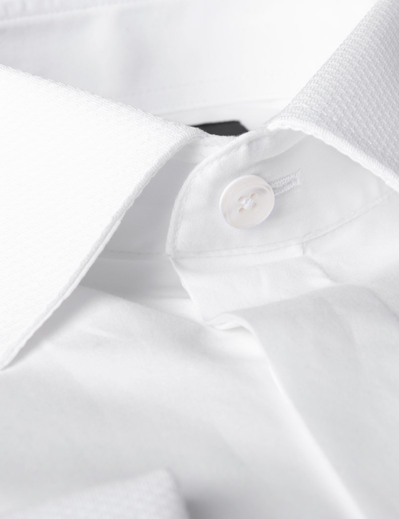 Men's Formal White Waffle Extra Slim Fit Evening Shirt - Double Cuff ...