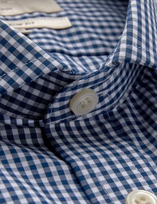 Non-Iron Navy & White Gingham Check Extra Slim Shirt - Windsor Collar ...