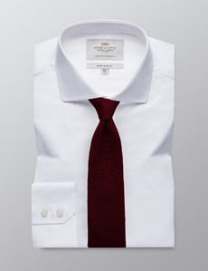 Easy Iron White Poplin Extra Slim Fit Shirt With Windsor Collar - Single Cuffs 