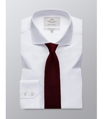 White Poplin Extra Slim Fit Shirt With Windsor Collar - Single Cuffs 