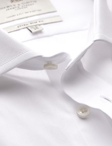 Easy Iron White Plain Poplin Extra Slim Fit Shirt With Windsor Collar - Single Cuffs