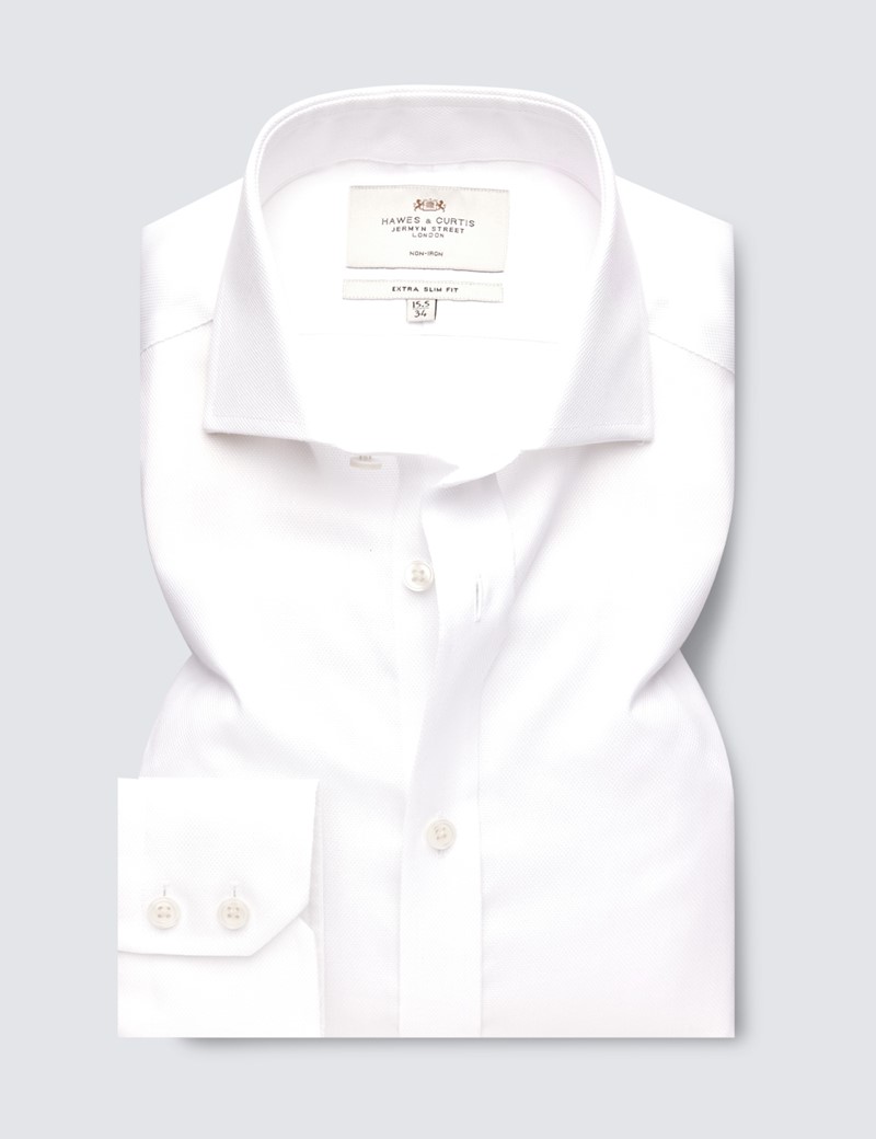 Non Iron White Pique Extra Slim Fit 