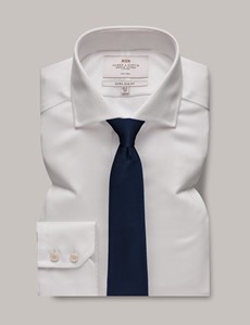 Men's Non-Iron White Pique Extra Slim Shirt - Windsor Collar | Hawes ...