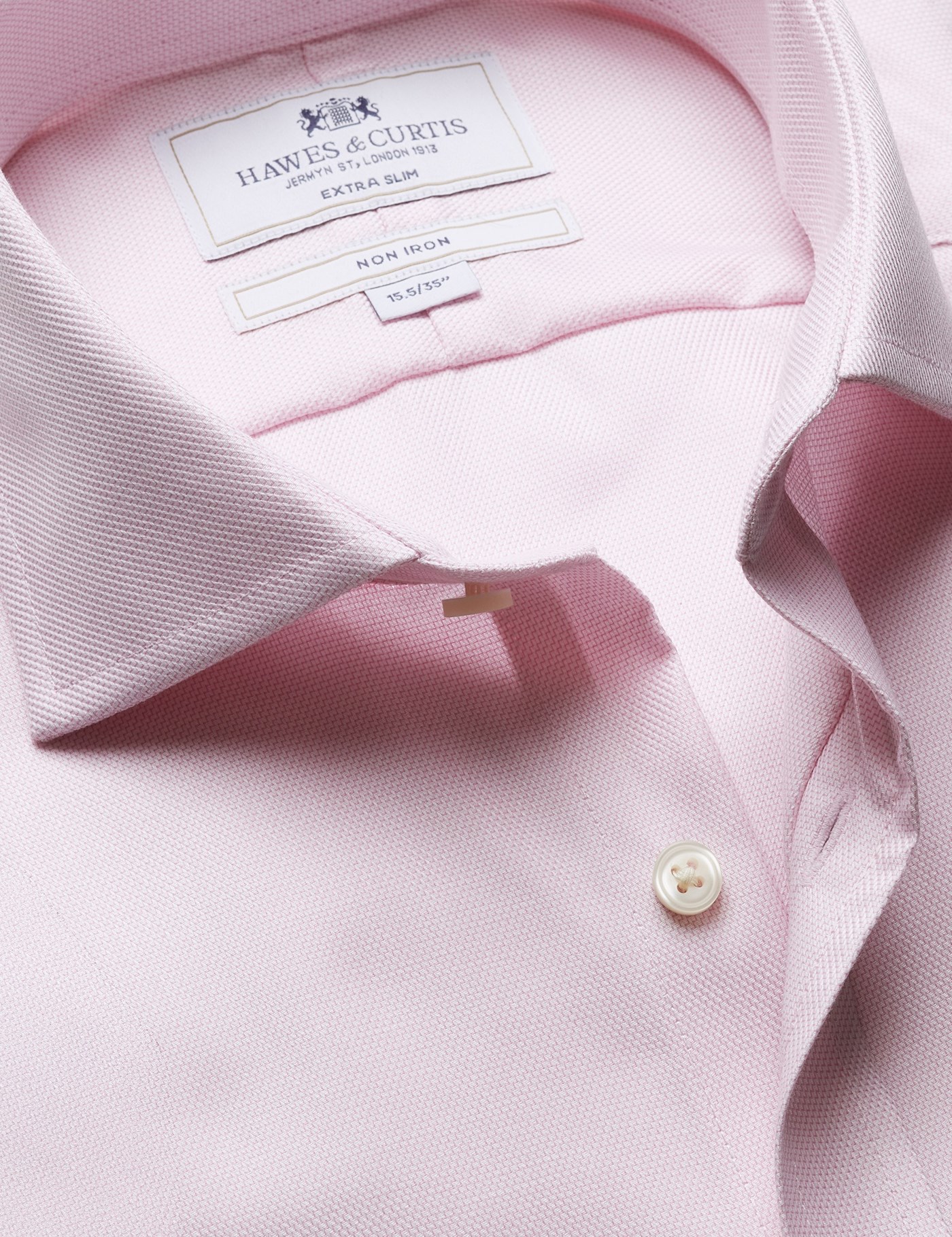 Hawes & Curtis Extra Slim Fit Pink & White Textured Weave Non-Iron Shirt Size: 16" collar, 36" sleeve
