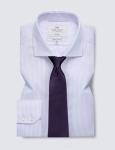 Non Iron Lilac & White Stripe Extra Slim Fit Shirt - Windsor Collar