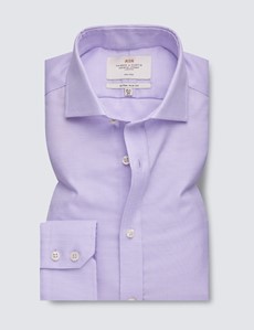 Non Iron Lilac Fabric Interest Extra Slim Fit Shirt With Windsor Collar - Single Cuffs 