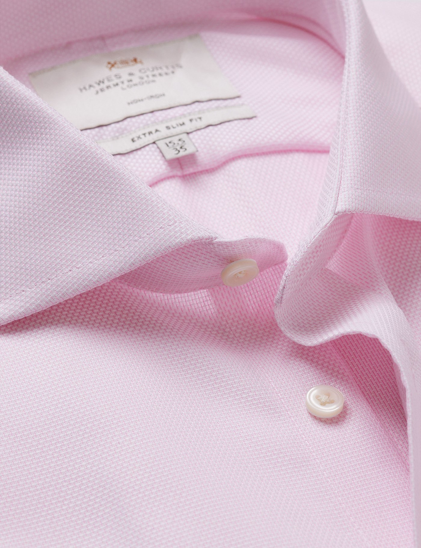 & Extra Slim Fit Pink & Textured Weave Non Iron Shirt 16" collar 36" sleeve