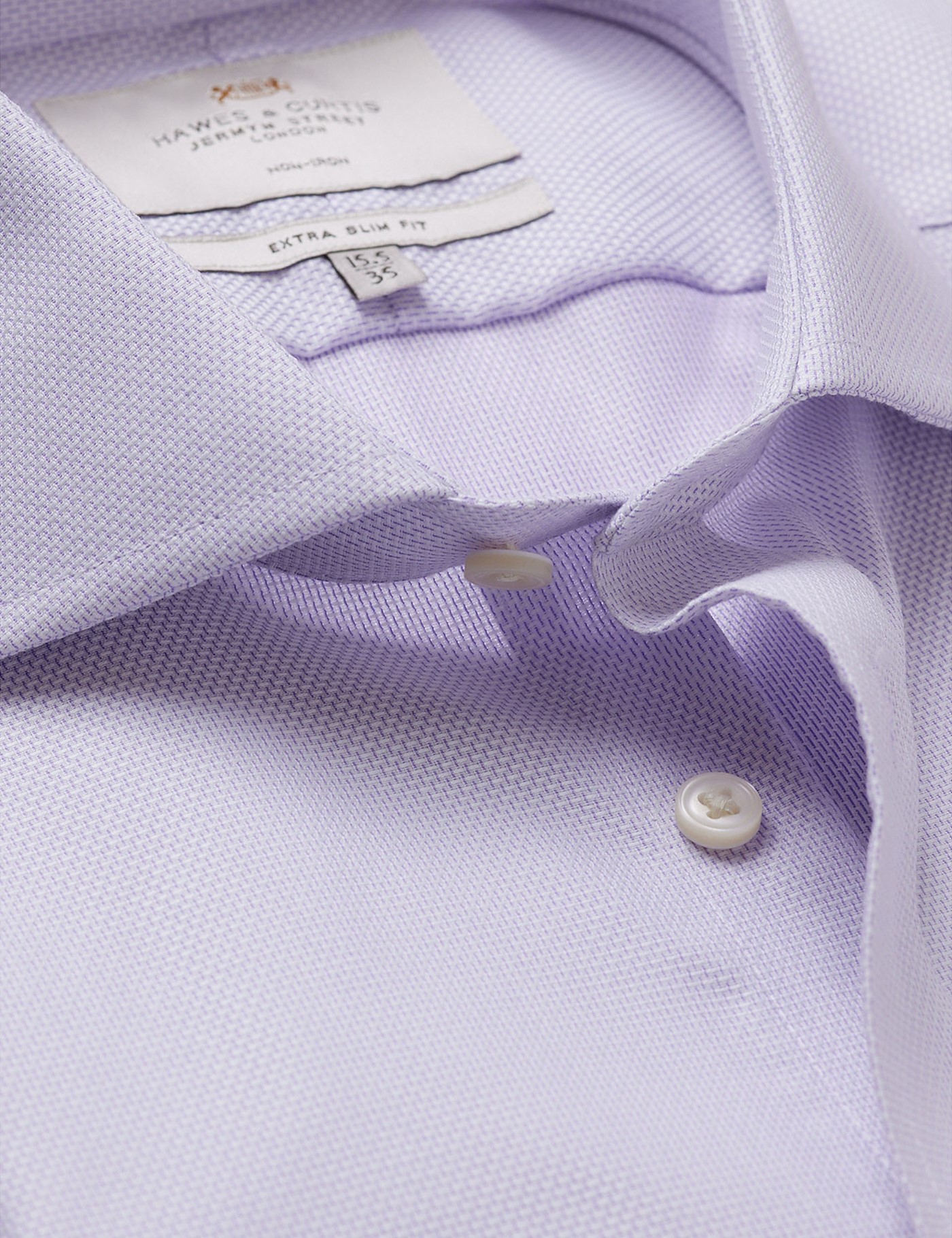 & Extra Slim Fit Lilac & Textured Weave Non Iron Shirt 16" collar 36" sleeve