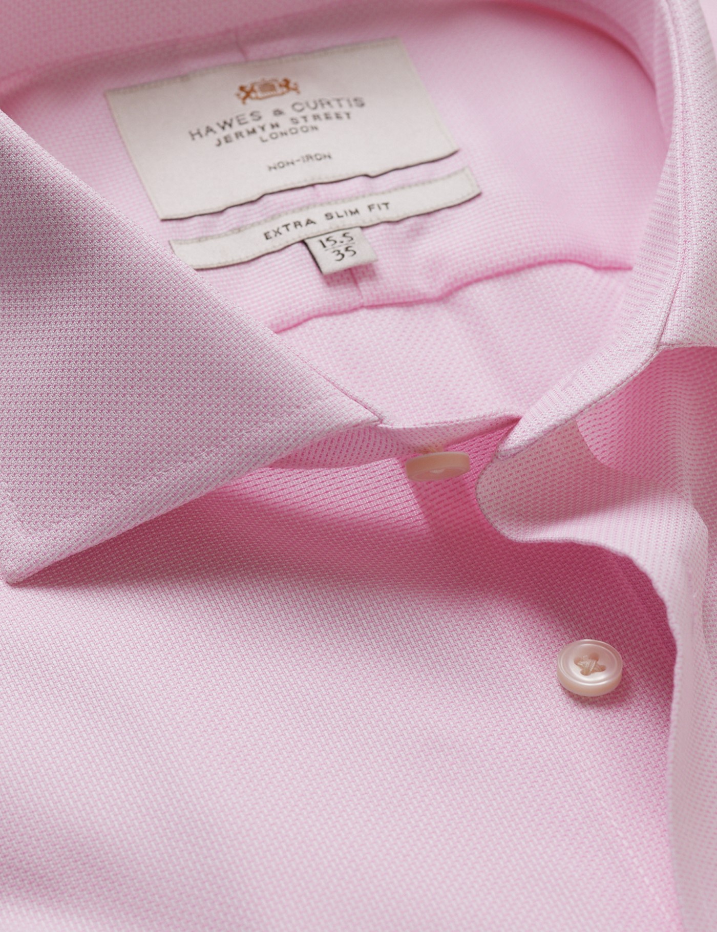 Hawes & Curtis Extra Slim Fit Pink & White Textured Weave Non-Iron Shirt Size: 15.5" collar, 34" sleeve