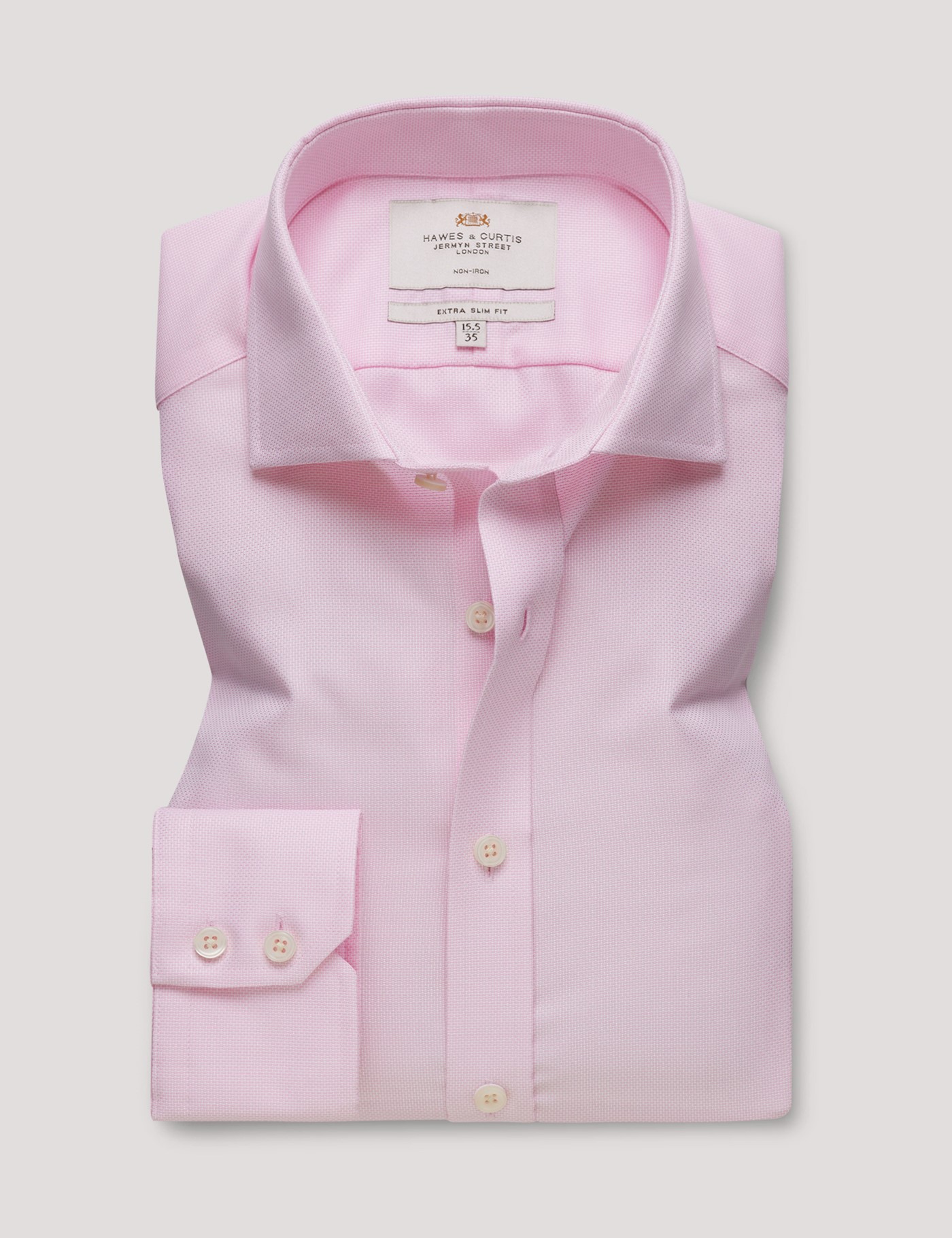 Hawes & Curtis Extra Slim Fit Pink & White Textured Weave Non-Iron Shirt Size: 16" collar, 36" sleeve image 2