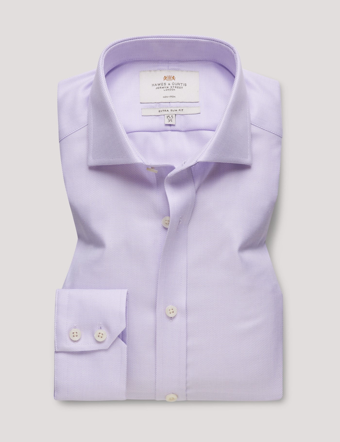 Hawes & Curtis Extra Slim Fit Lilac & White Textured Weave Non-Iron Shirt Size: 15.5" collar, 35" sleeve image 2