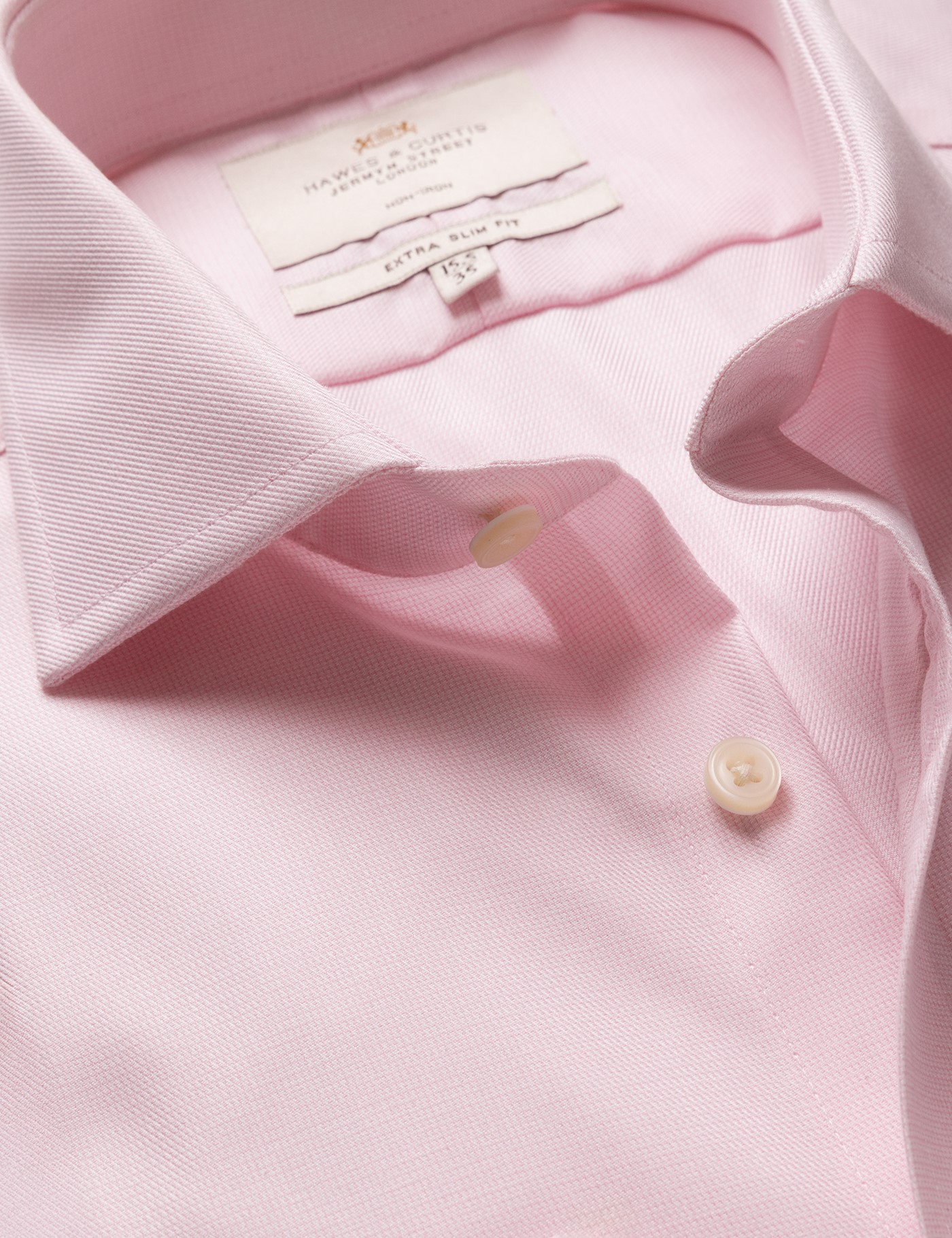 Hawes & Curtis Extra Slim Fit Pink & White Textured Weave Non-Iron Shirt Size: 15.5" collar, 35" sleeve
