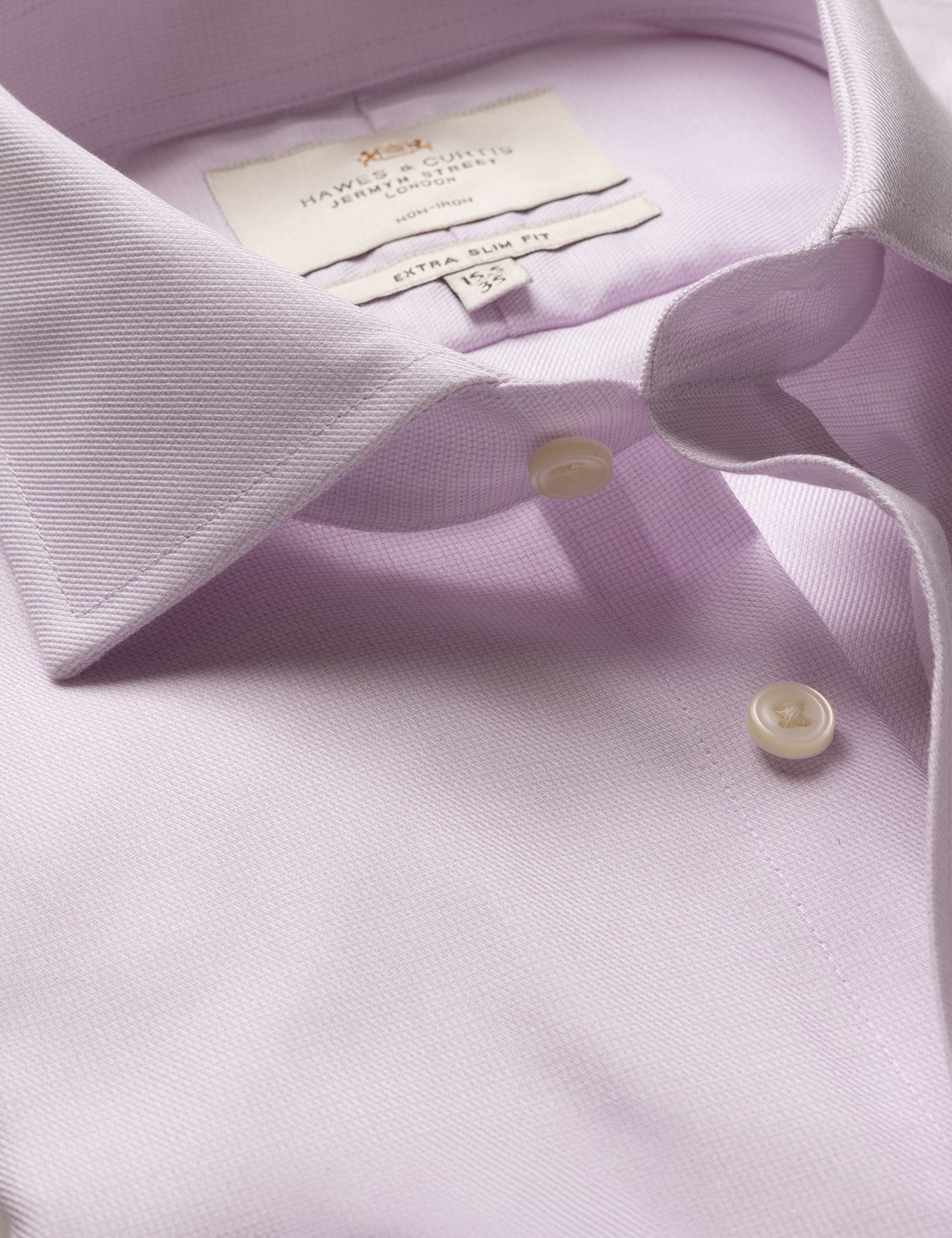Hawes & Curtis Extra Slim Fit Lilac & White Textured Weave Non-Iron Shirt Size: 15.5" collar, 34" sleeve