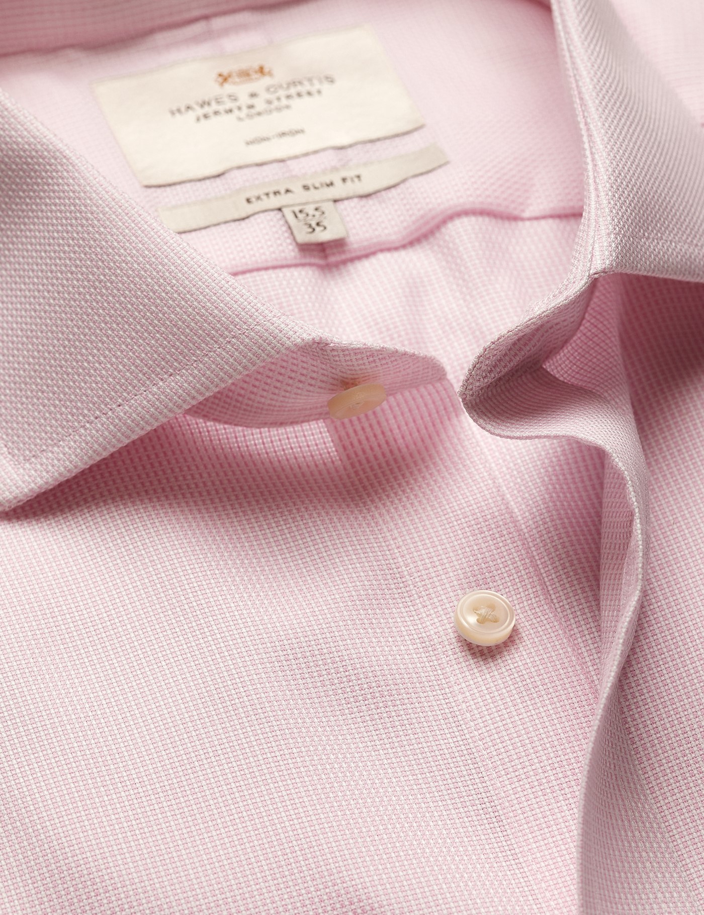Hawes & Curtis Extra Slim Fit Pink & White Textured Weave Non-Iron Shirt Size: 16" collar, 34" sleeve