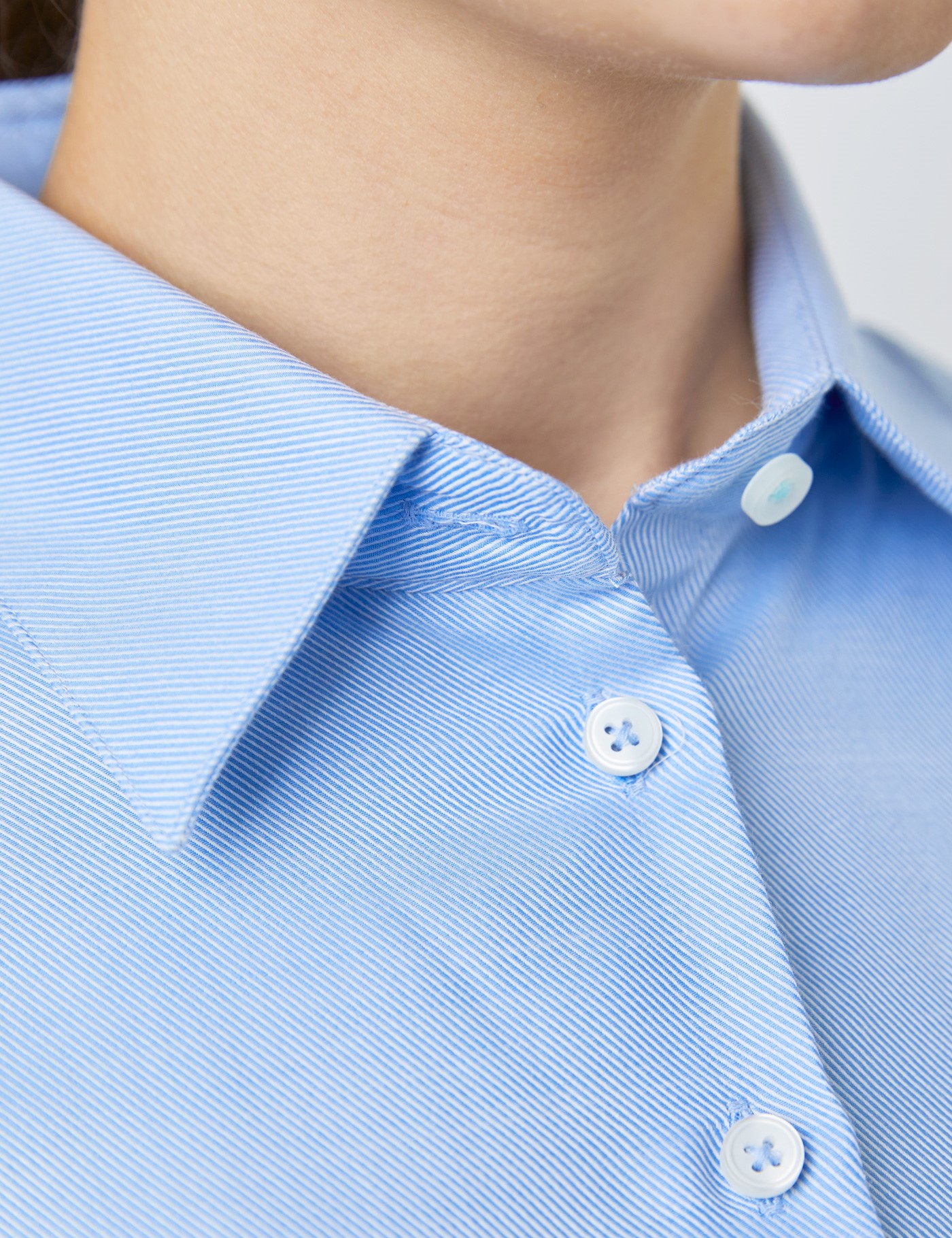 Easy Iron Twill Women's Executive Shirt with Single Cuffs in Light Blue ...