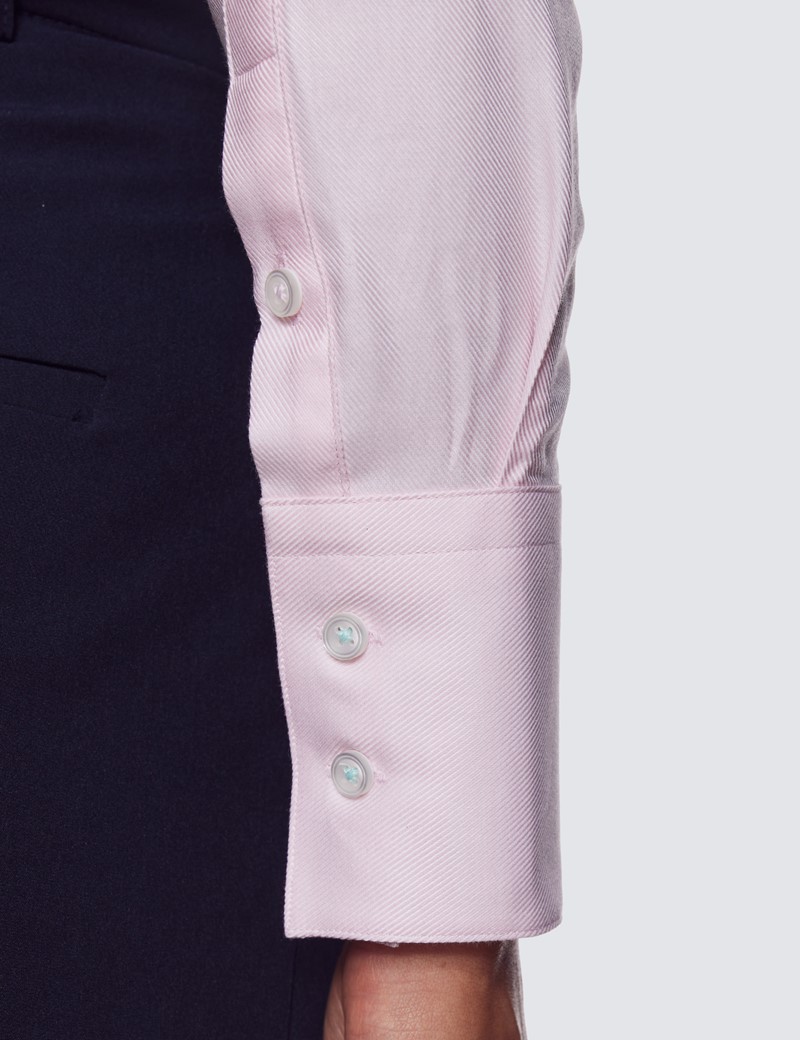 Women's Light Pink Twill Fitted Executive Shirt - Single Cuff 