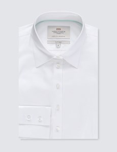 Women's White Twill Fitted Executive Shirt - Single Cuff