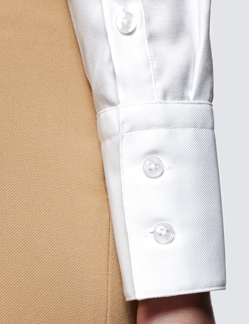 Women's Executive White Twill Fitted Shirt - Single Cuffs