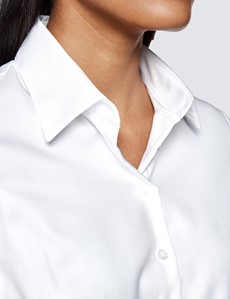 Women's Executive White Twill Fitted Shirt - Single Cuffs