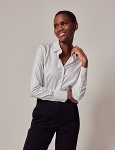 Women's Executive White Twill Fitted Shirt