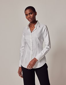 Women's Executive White Twill Fitted Shirt