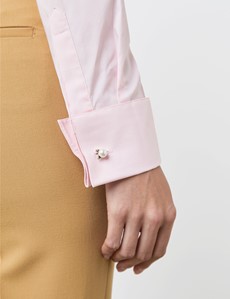 Women's New Pink Fitted Shirt - French Cuff