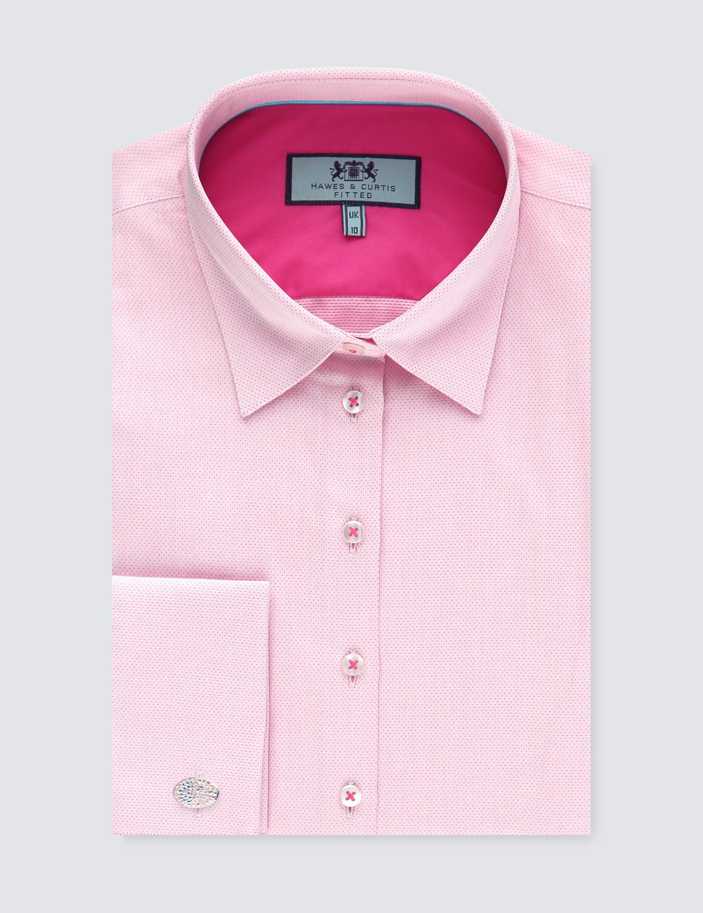 Women’s Light Pink Surface Interest Fitted Shirt – Double Cuffs | Hawes ...