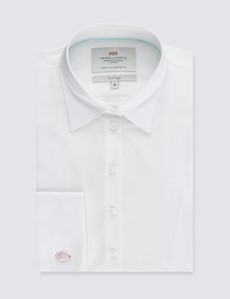 Women's Executive White Twill Fitted Shirt - Double Cuffs